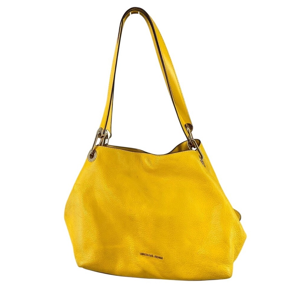 Michael Kors Hobo Bag Women Large Yellow Pebbled Leather Gold Hardware Slouchy